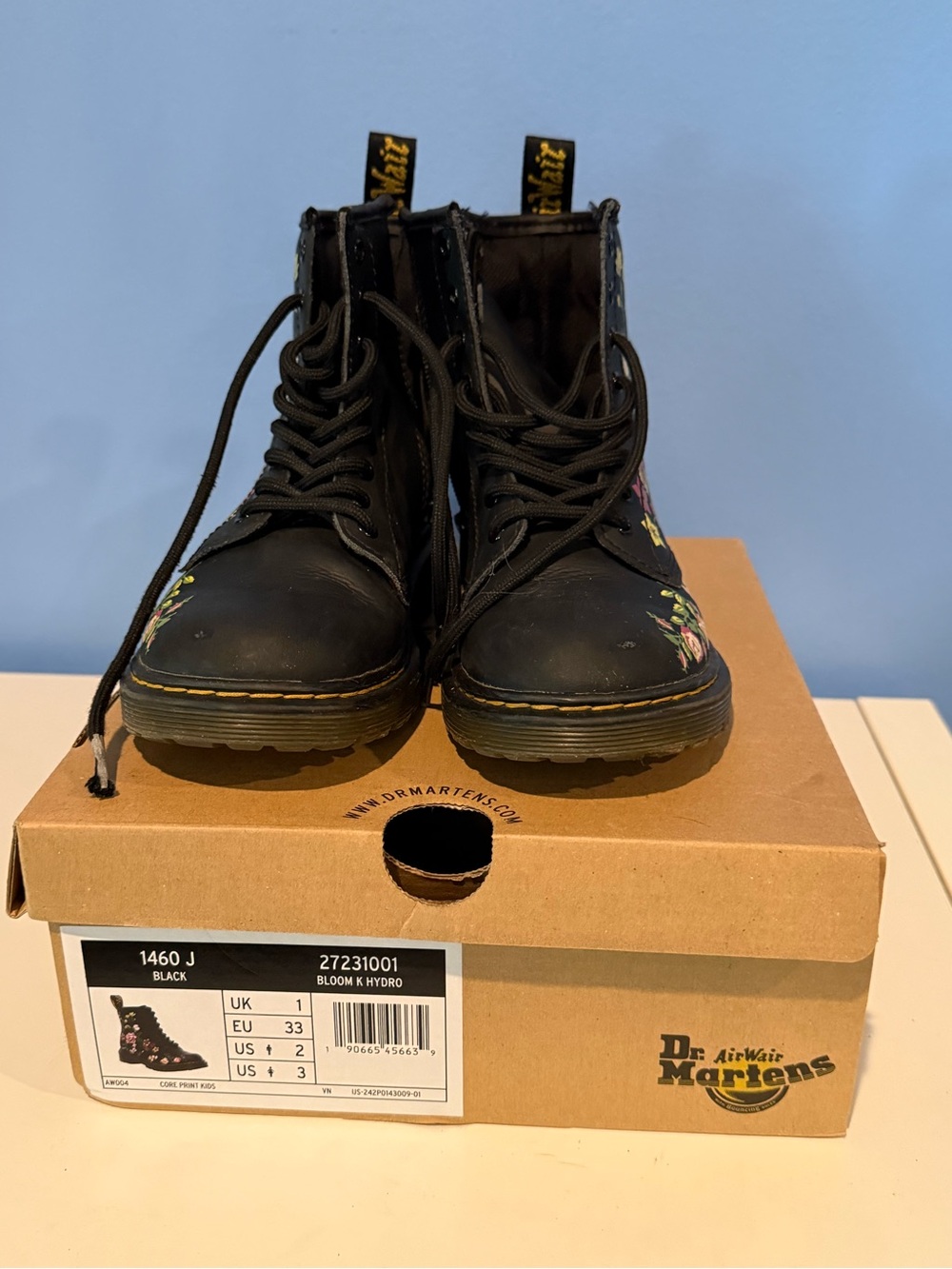 Dr. Martens Black 1460 J Bloom K Hydro Kids Boots